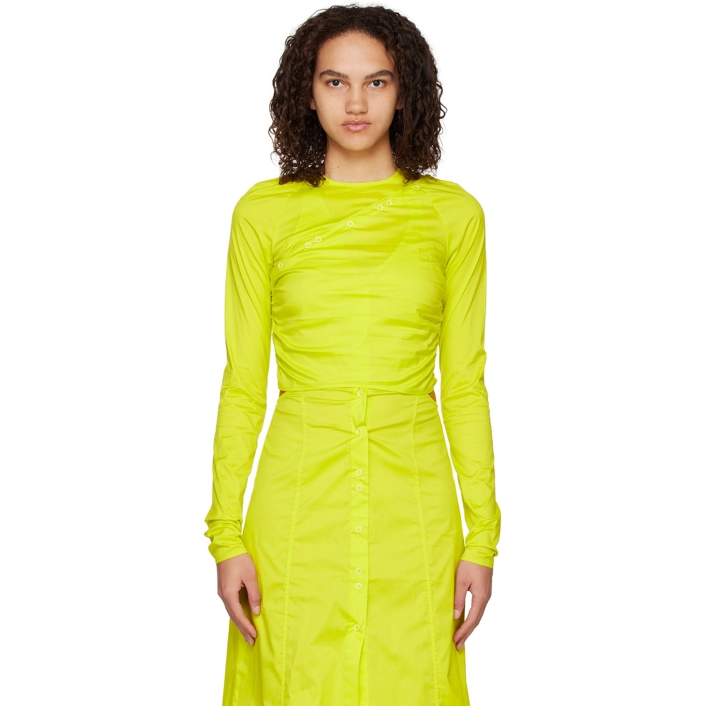 Ganni Yellow Press Stud Blouse